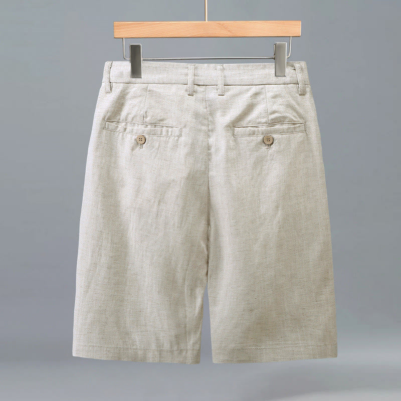 Buddha Stones Pantaloncini da uomo estivi casual con chiusura a bottoni e cerniera, pieghe frontali e tasche. - image 1