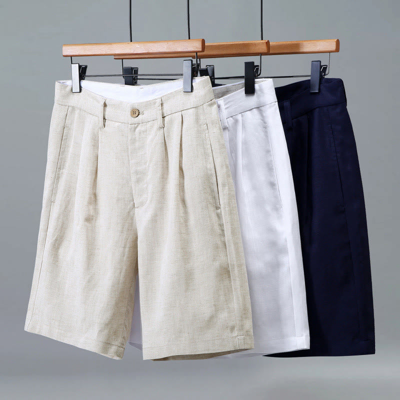 Buddha Stones Pantaloncini da uomo estivi casual con chiusura a bottoni e cerniera, pieghe frontali e tasche. - image 10