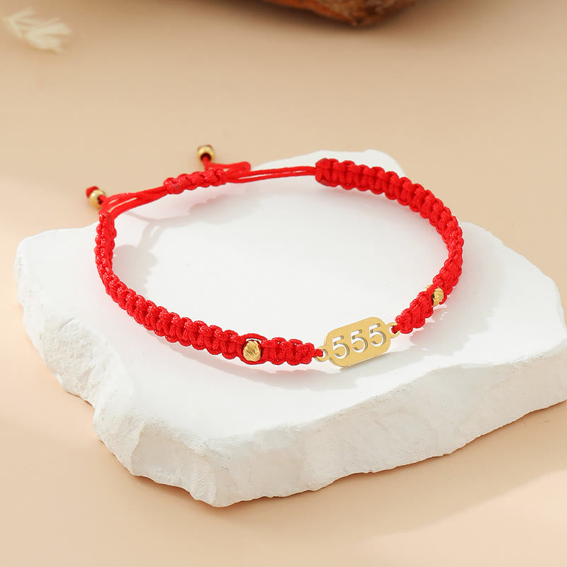 Buddha Stones Braccialetto con numeri angelici, intrecciato in rosso e nero. - 555 corda rossa - image 25
