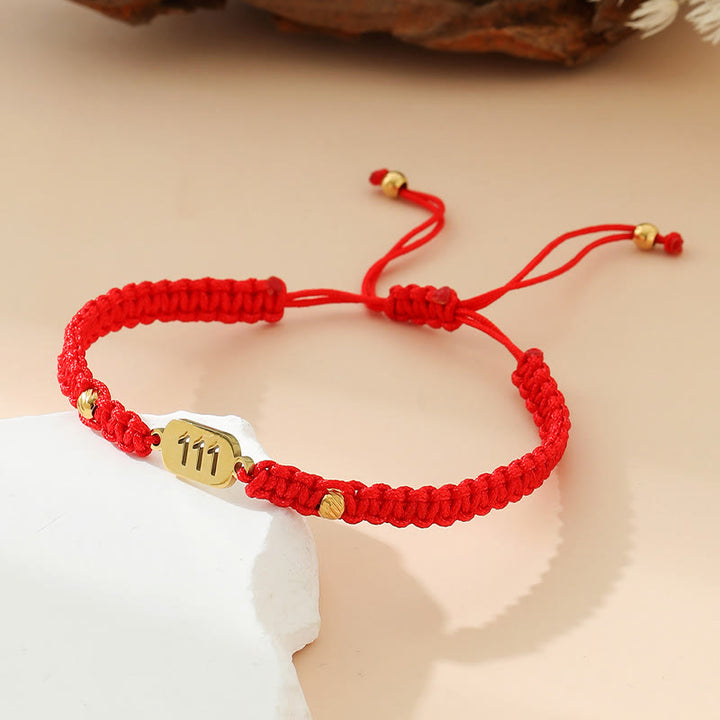 Buddha Stones Braccialetto con numeri angelici, intrecciato in rosso e nero. - 111 filo rosso - image 1