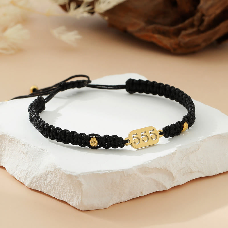 Buddha Stones Braccialetto con numeri angelici, intrecciato in rosso e nero. - 555 corda nera - image 26