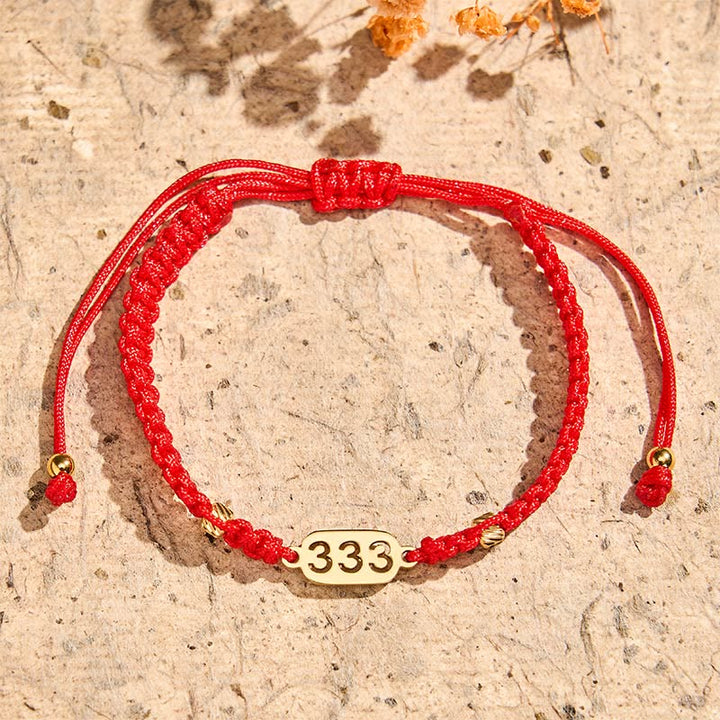 Buddha Stones Braccialetto con numeri angelici, intrecciato in rosso e nero. - image 10