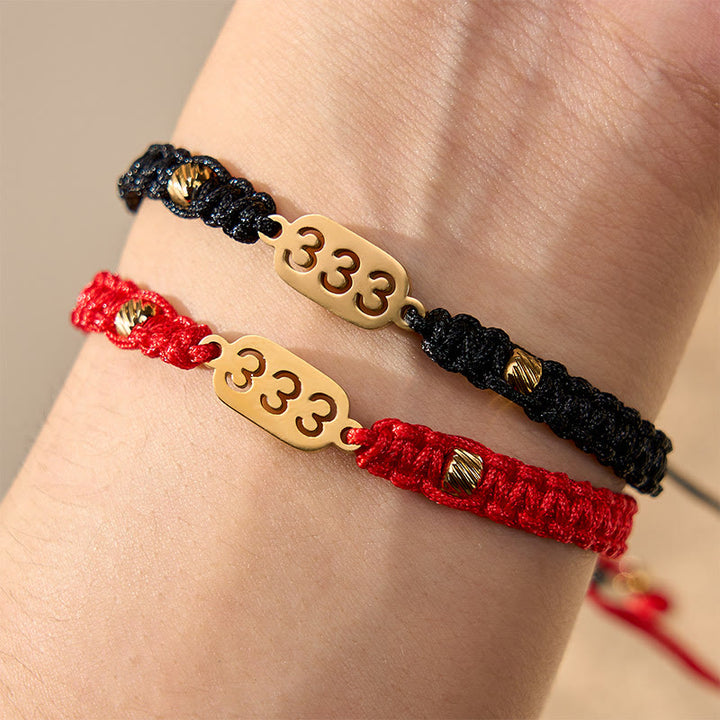 Buddha Stones Braccialetto con numeri angelici, intrecciato in rosso e nero. - image 20