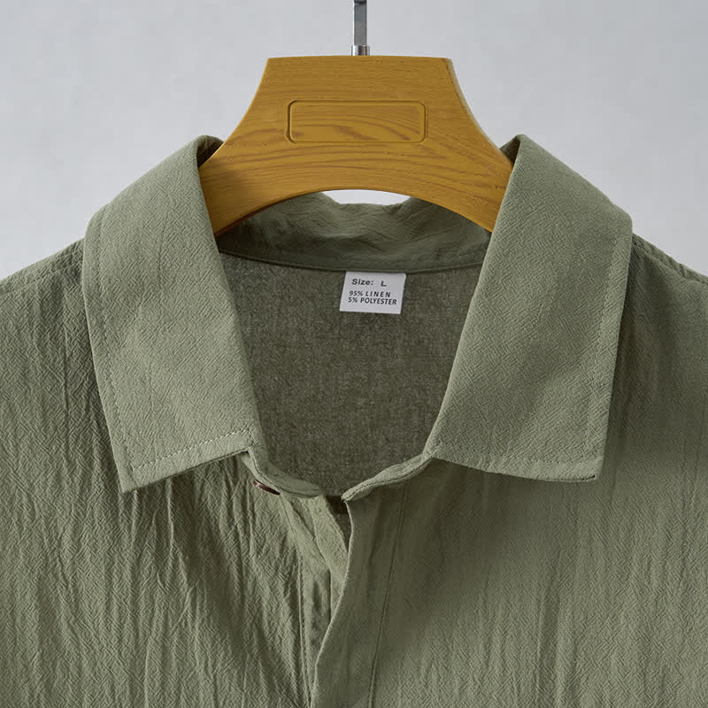 Buddha Stones Camicia da uomo estiva casual minimalista senza maniche con bottoni. - image 10