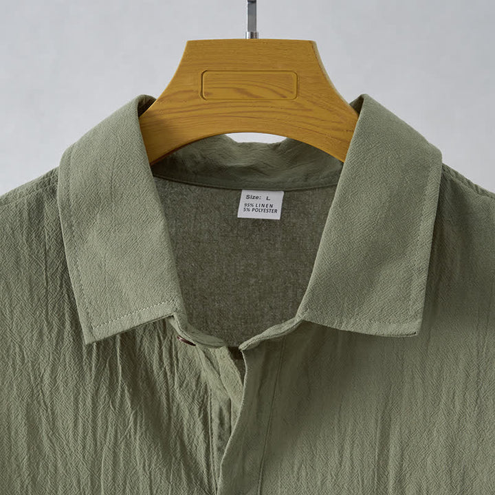 Buddha Stones Camicia da uomo estiva casual minimalista senza maniche con bottoni. - image 10