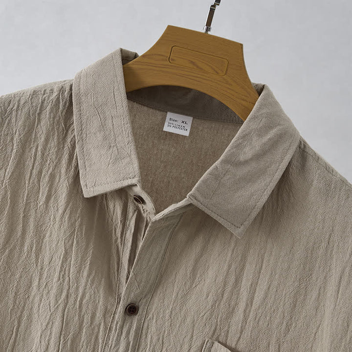 Buddha Stones Camicia da uomo estiva casual minimalista senza maniche con bottoni. - image 16