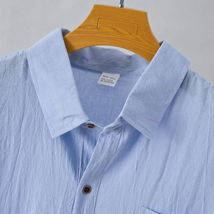 Buddha Stones Camicia da uomo estiva casual minimalista senza maniche con bottoni. - image 21