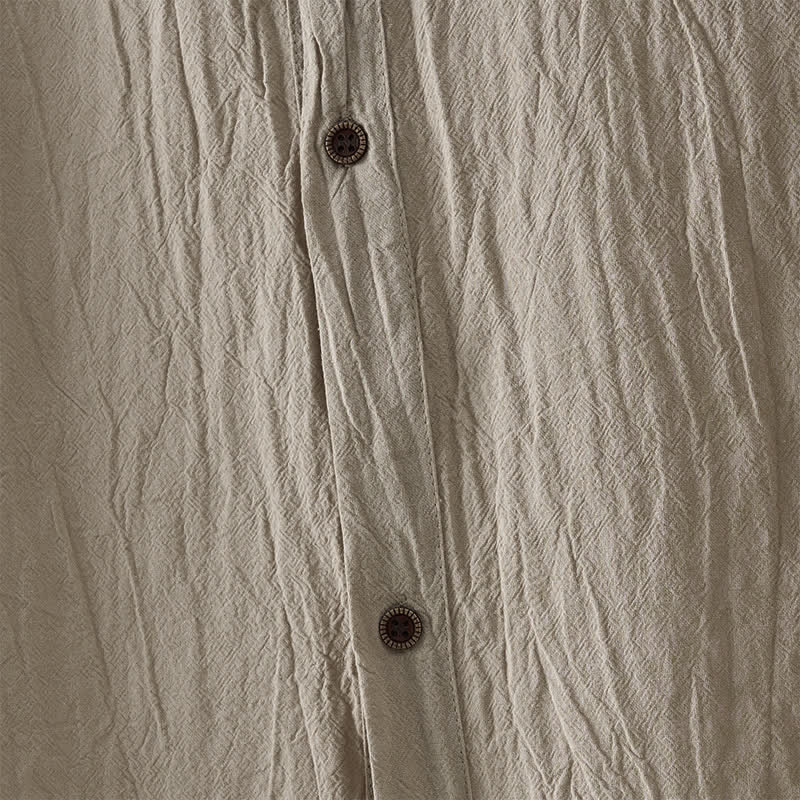 Buddha Stones Camicia da uomo estiva casual minimalista senza maniche con bottoni. - image 18