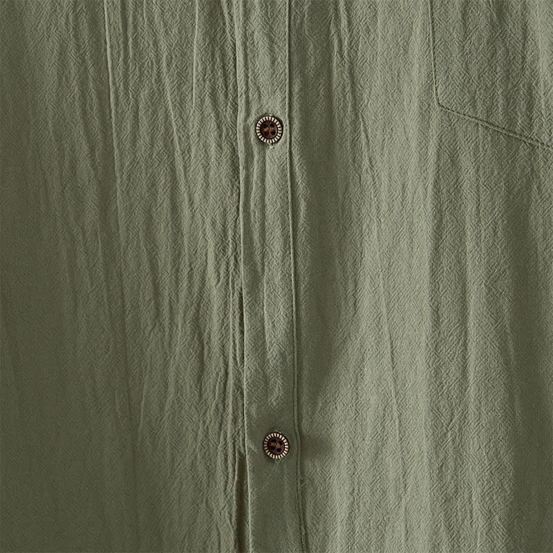 Buddha Stones Camicia da uomo estiva casual minimalista senza maniche con bottoni. - image 12