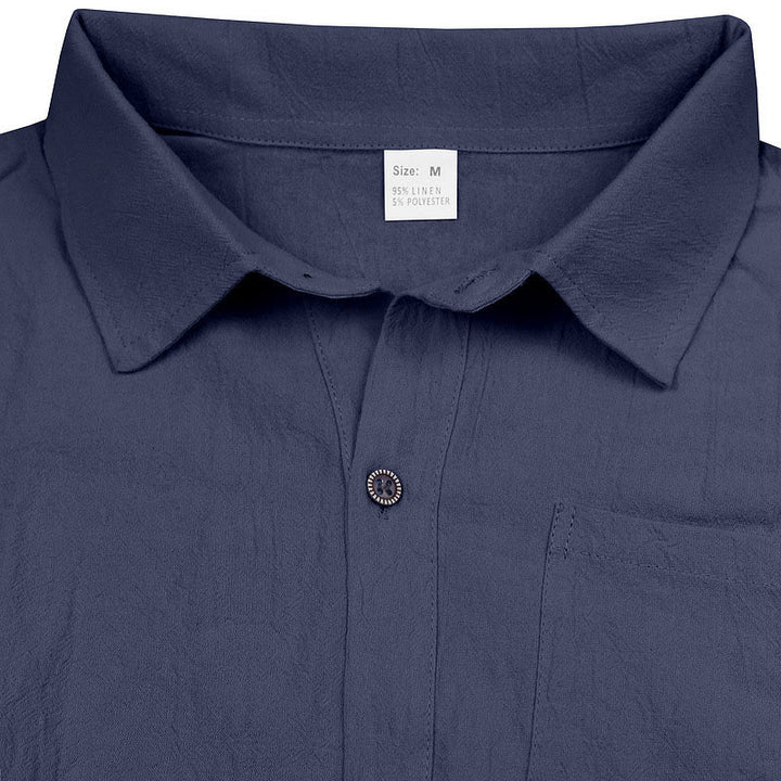 Buddha Stones Camicia da uomo estiva casual minimalista senza maniche con bottoni. - image 2