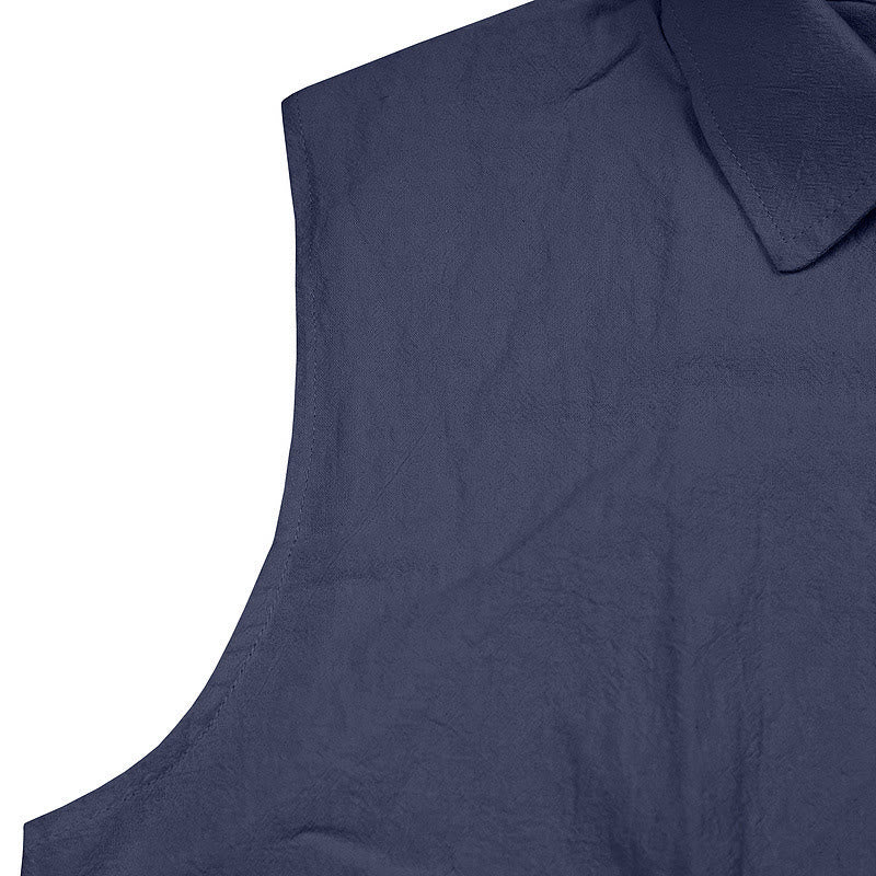 Buddha Stones Camicia da uomo estiva casual minimalista senza maniche con bottoni. - image 3