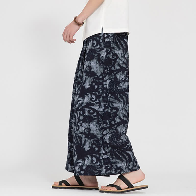 Buddha Stones Pantaloni corti da uomo estivi in ​​stile boho casual con coulisse e stampa astratta, gamba dritta e tasca. - image 12