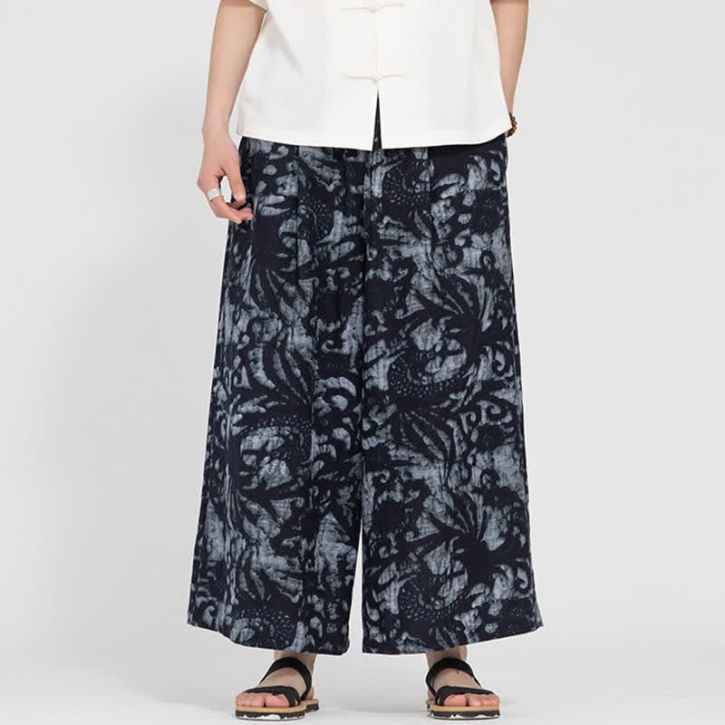 Buddha Stones Pantaloni corti da uomo estivi in ​​stile boho casual con coulisse e stampa astratta, gamba dritta e tasca. - image 8