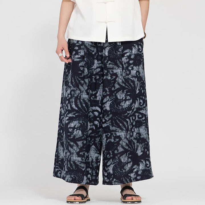 Buddha Stones Pantaloni corti da uomo estivi in ​​stile boho casual con coulisse e stampa astratta, gamba dritta e tasca. - image 8