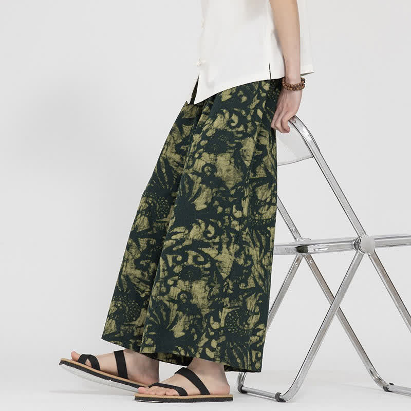 Buddha Stones Pantaloni corti da uomo estivi in ​​stile boho casual con coulisse e stampa astratta, gamba dritta e tasca. - image 5