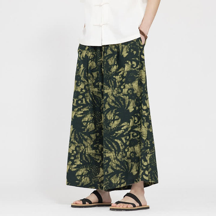 Buddha Stones Pantaloni corti da uomo estivi in ​​stile boho casual con coulisse e stampa astratta, gamba dritta e tasca. - image 2