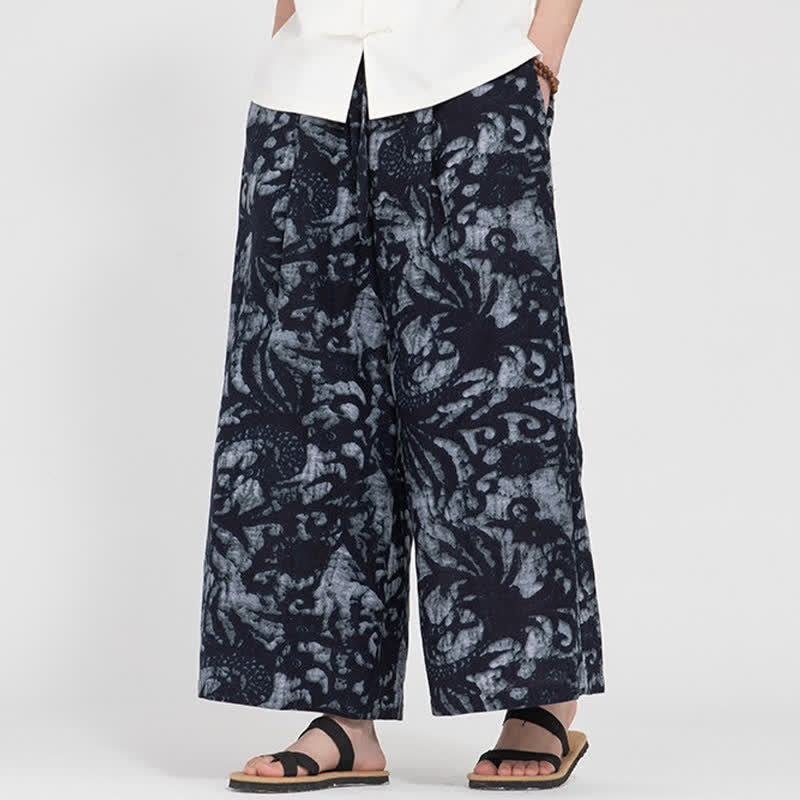 Buddha Stones Pantaloni corti da uomo estivi in ​​stile boho casual con coulisse e stampa astratta, gamba dritta e tasca. - image 13