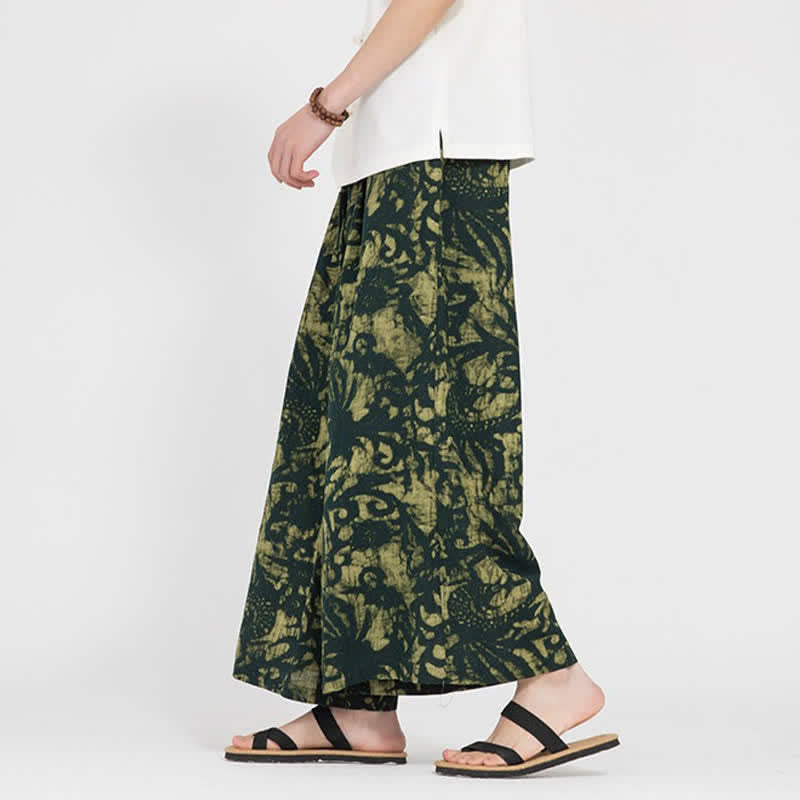 Buddha Stones Pantaloni corti da uomo estivi in ​​stile boho casual con coulisse e stampa astratta, gamba dritta e tasca. - image 4