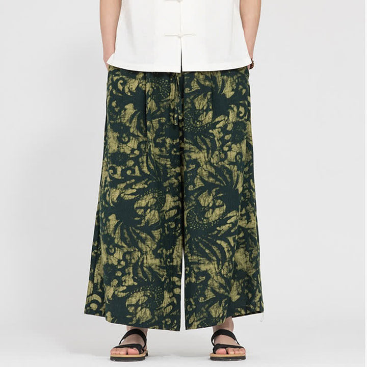 Buddha Stones Pantaloni corti da uomo estivi in ​​stile boho casual con coulisse e stampa astratta, gamba dritta e tasca. - image 1