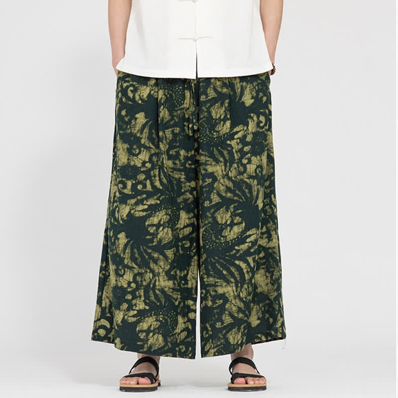 Buddha Stones Pantaloni corti da uomo estivi in ​​stile boho casual con coulisse e stampa astratta, gamba dritta e tasca. - image 1