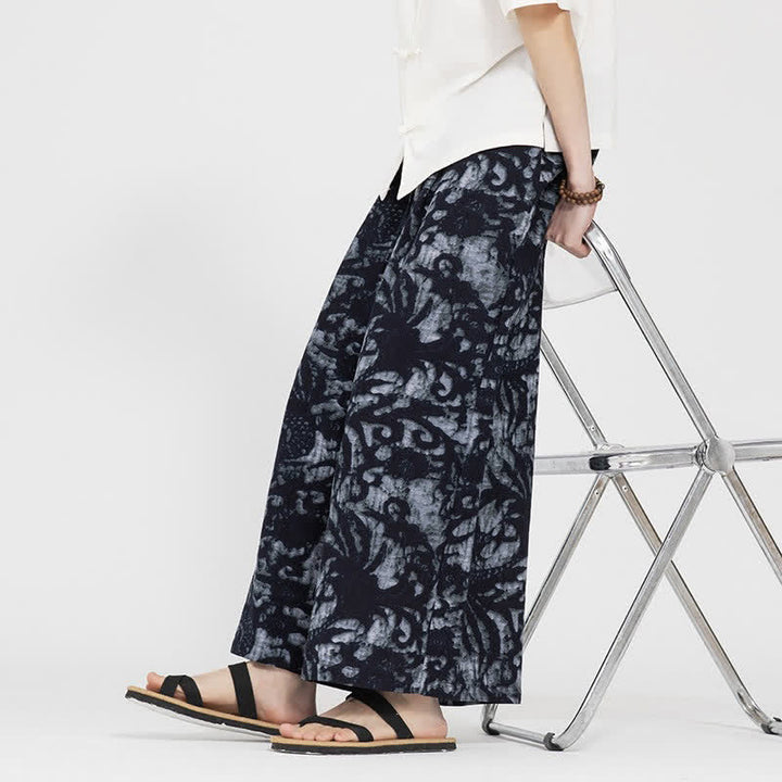 Buddha Stones Pantaloni corti da uomo estivi in ​​stile boho casual con coulisse e stampa astratta, gamba dritta e tasca. - image 11