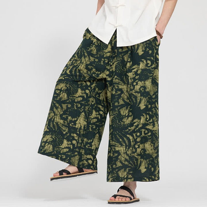 Buddha Stones Pantaloni corti da uomo estivi in ​​stile boho casual con coulisse e stampa astratta, gamba dritta e tasca. - image 3