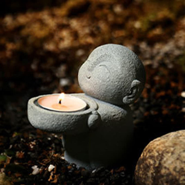 Buddha Stones Statua portacandele in resina a forma di Buddha della serenità (senza candela) - image 3