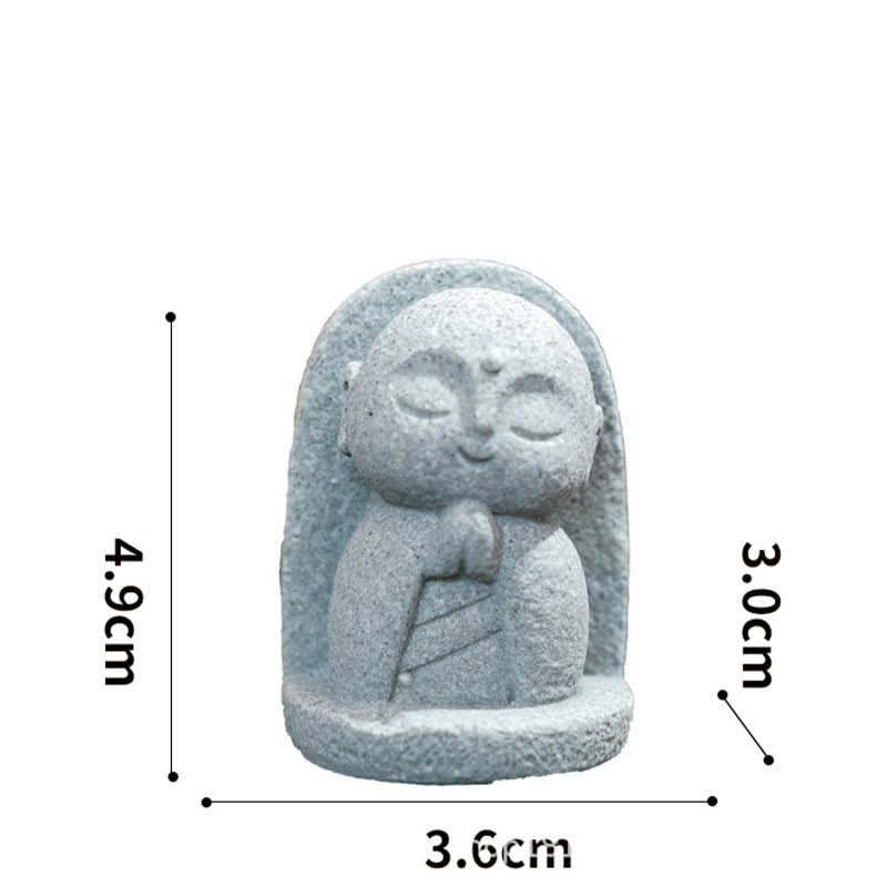 Buddha Stones Piccola statua in resina del Buddha Ksitigarbha in preghiera, raffigurante la compassione e la meditazione. - Preghiera inclinata 4,9*3,6*3,0 cm - image 12