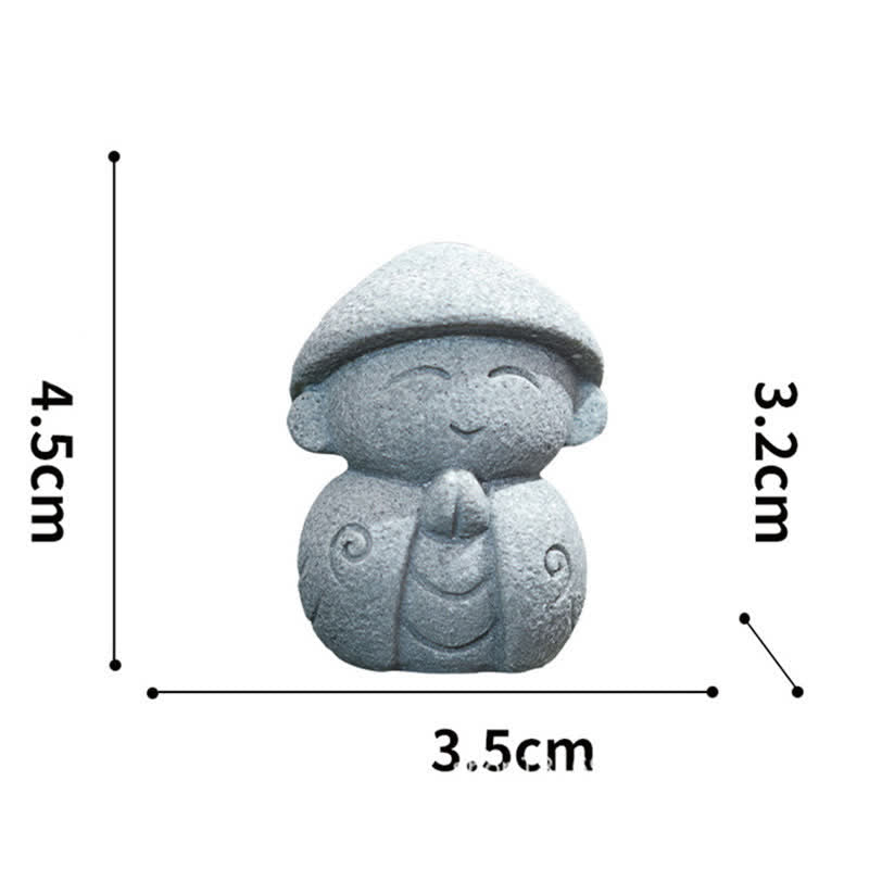 Buddha Stones Piccola statua in resina del Buddha Ksitigarbha in preghiera, raffigurante la compassione e la meditazione. - Con cappuccio 4,5*3,5*3,2 cm - image 1