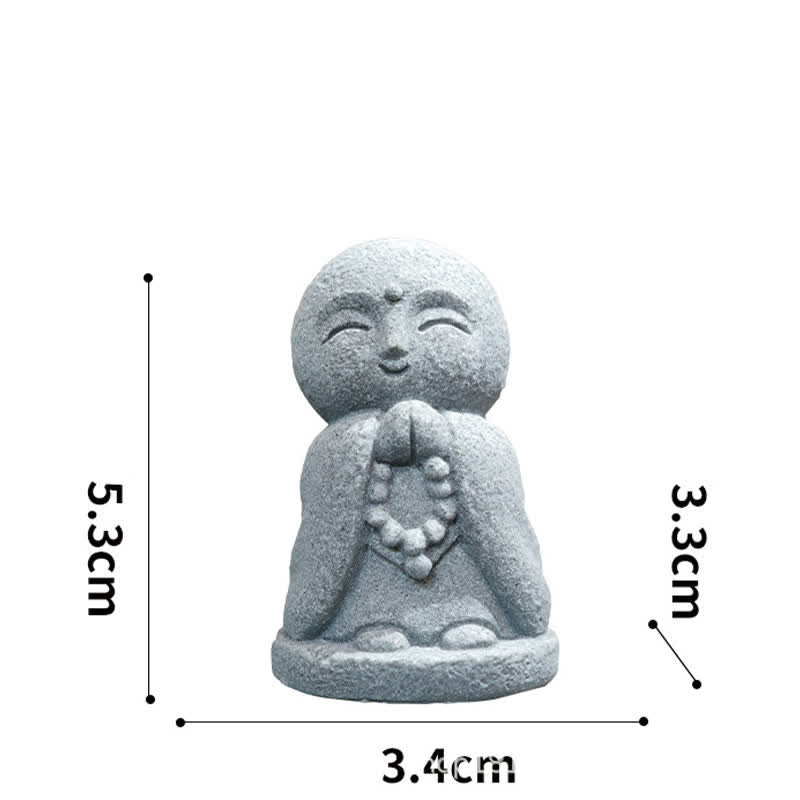 Buddha Stones Piccola statua in resina del Buddha Ksitigarbha in preghiera, raffigurante la compassione e la meditazione. - Rosario corto 5,3*3,4*3,3 cm - image 9