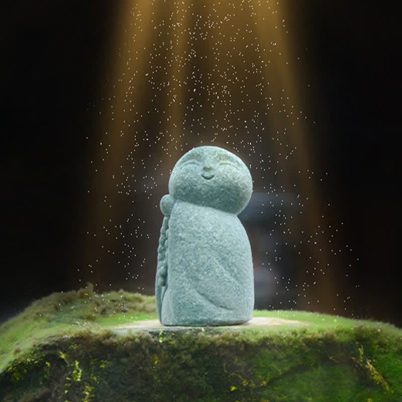Buddha Stones Piccola statua in resina del Buddha Ksitigarbha in preghiera, raffigurante la compassione e la meditazione. - image 17