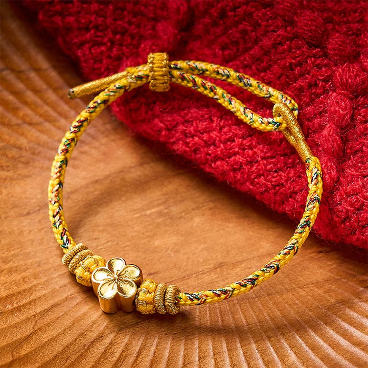 Buddha Stones Braccialetto giallo intrecciato con fiore e radicamento - Giallo - Con accessorio fiore dorato - image 8