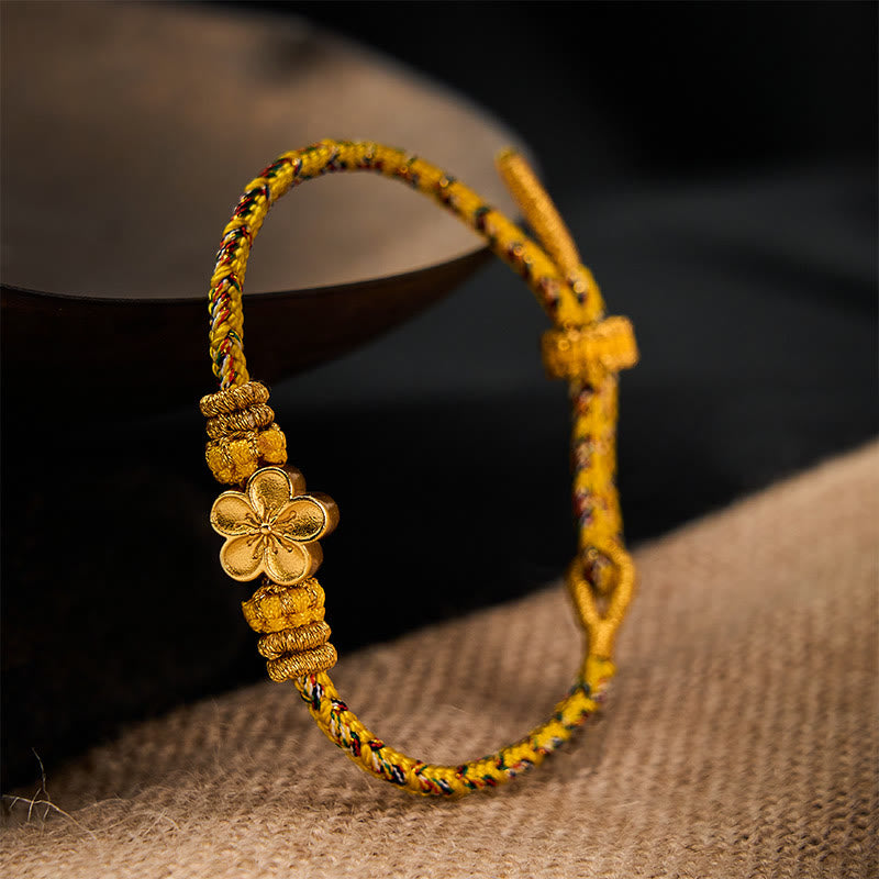 Buddha Stones Braccialetto giallo intrecciato con fiore e radicamento - image 11