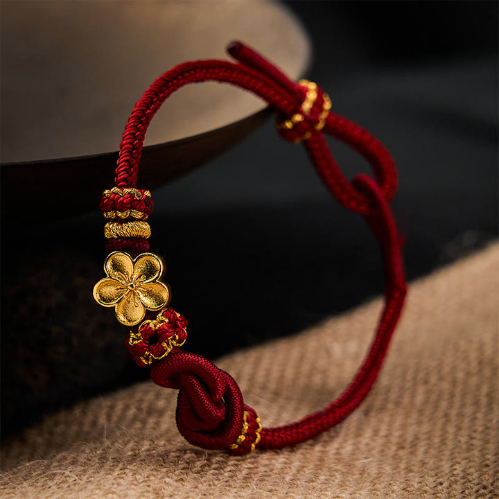 Buddha Stones Bracciale regolabile con nodo a corda intrecciata a forma di fiore - image 3