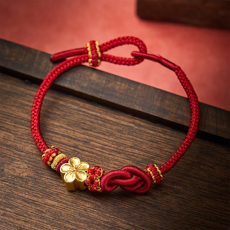 Buddha Stones Bracciale regolabile con nodo a corda intrecciata a forma di fiore - image 1
