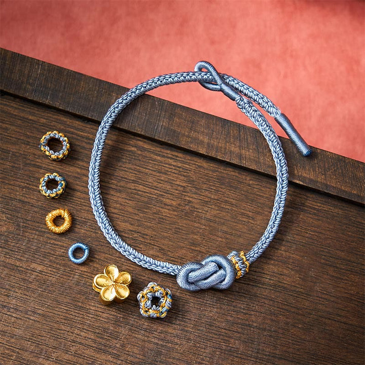 Buddha Stones Bracciale regolabile con nodo a corda intrecciata a forma di fiore - image 24