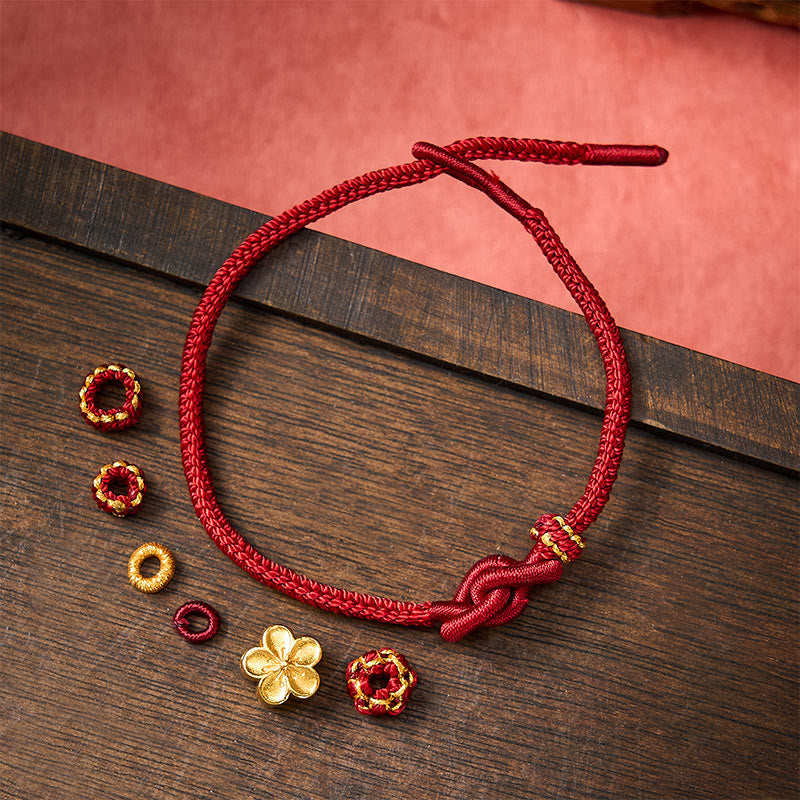 Buddha Stones Bracciale regolabile con nodo a corda intrecciata a forma di fiore - image 5