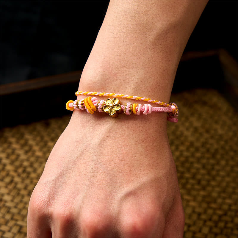 Buddha Stones Bracciale regolabile a doppio giro con nodo a corda intrecciata a fiori - image 10