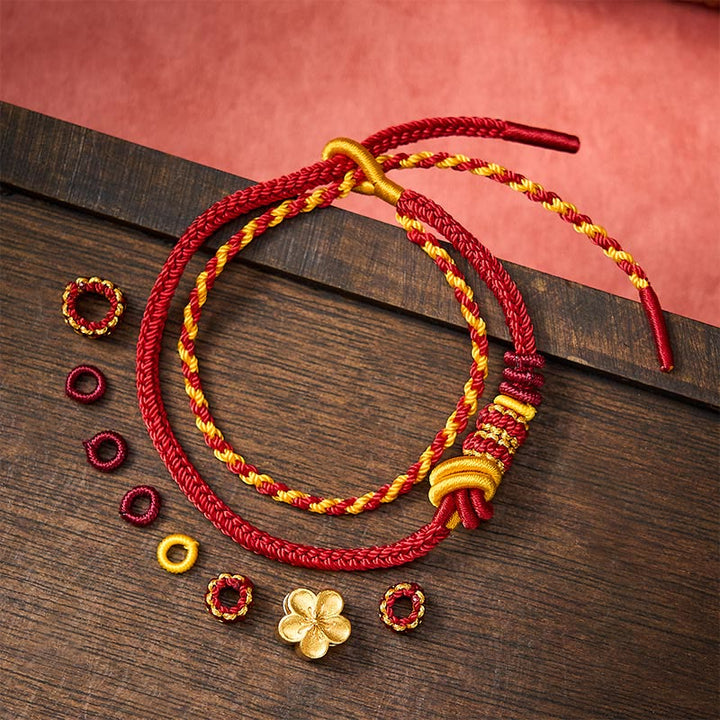 Buddha Stones Bracciale regolabile a doppio giro con nodo a corda intrecciata a fiori - image 4