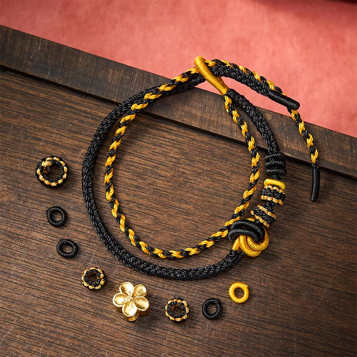Buddha Stones Bracciale regolabile a doppio giro con nodo a corda intrecciata a fiori - image 15