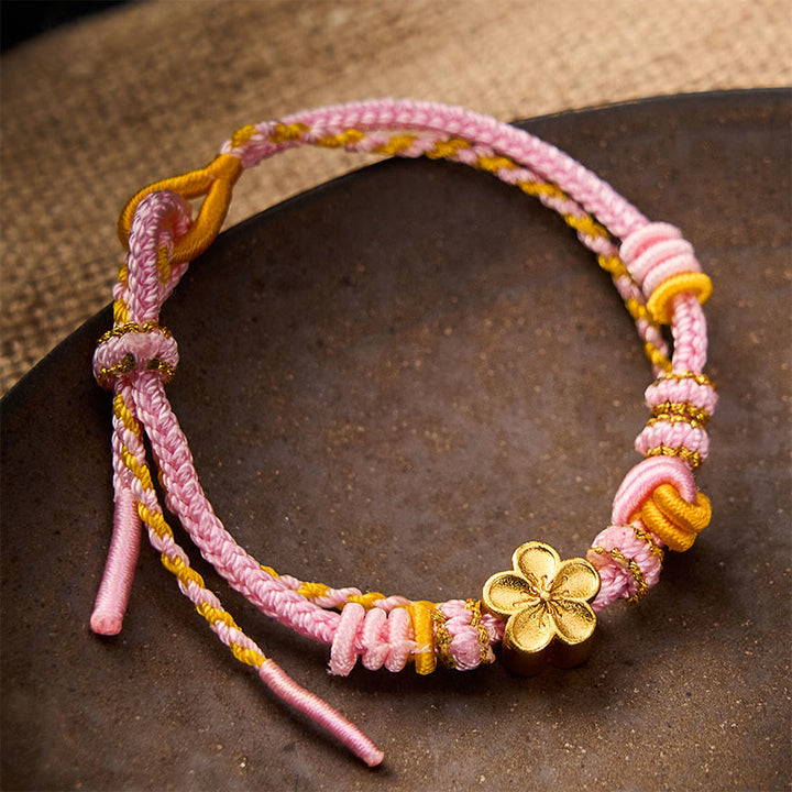 Buddha Stones Bracciale regolabile a doppio giro con nodo a corda intrecciata a fiori - image 7