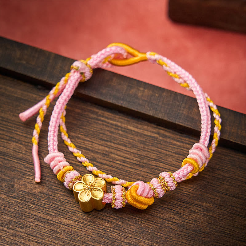 Buddha Stones Bracciale regolabile a doppio giro con nodo a corda intrecciata a fiori - image 6