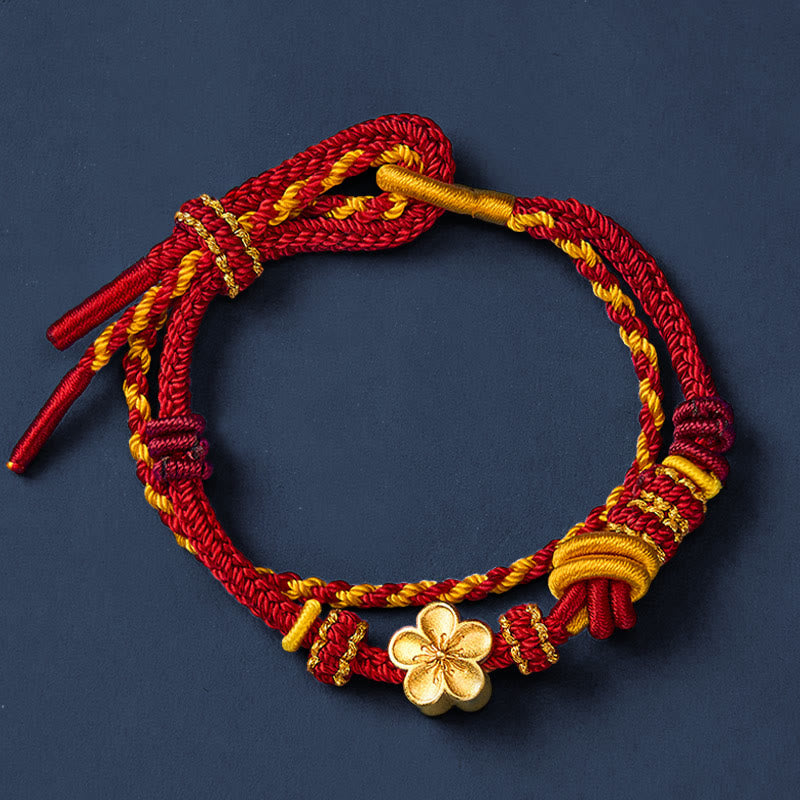 Buddha Stones Bracciale regolabile a doppio giro con nodo a corda intrecciata a fiori - image 3