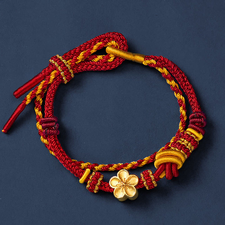 Buddha Stones Bracciale regolabile a doppio giro con nodo a corda intrecciata a fiori - image 3