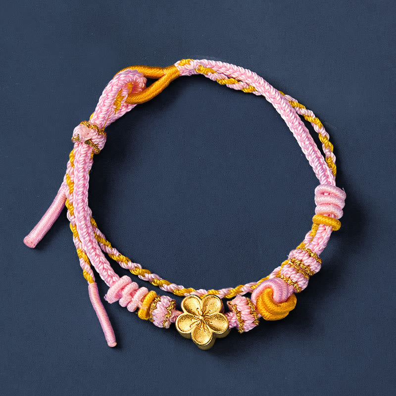 Buddha Stones Bracciale regolabile a doppio giro con nodo a corda intrecciata a fiori - image 8