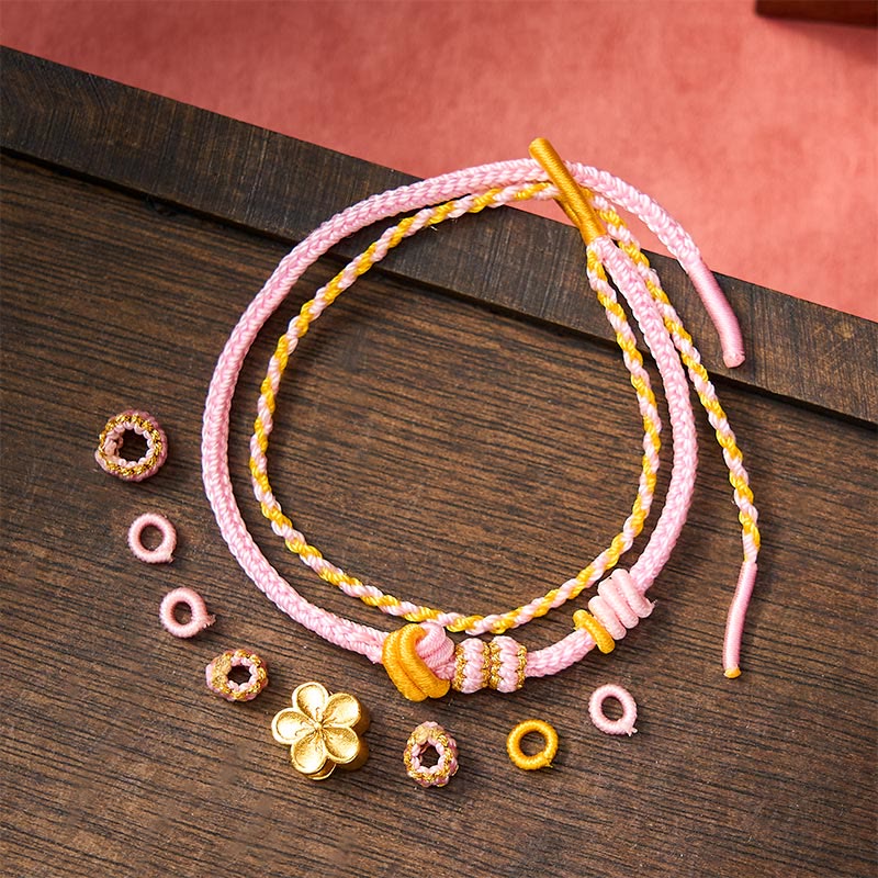 Buddha Stones Bracciale regolabile a doppio giro con nodo a corda intrecciata a fiori - image 9