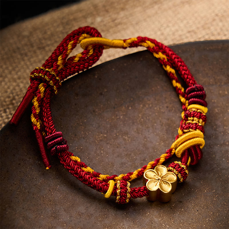 Buddha Stones Bracciale regolabile a doppio giro con nodo a corda intrecciata a fiori - image 2