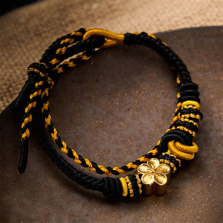 Buddha Stones Bracciale regolabile a doppio giro con nodo a corda intrecciata a fiori - image 13