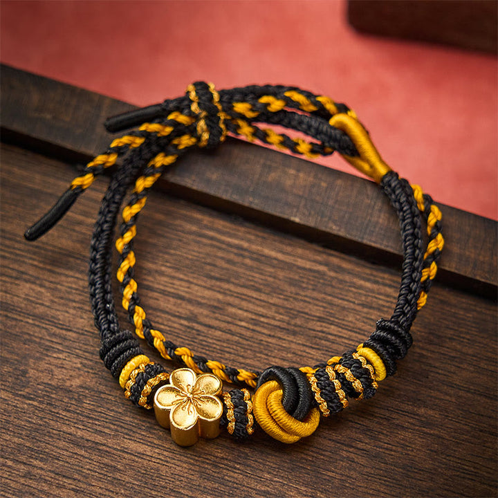 Buddha Stones Bracciale regolabile a doppio giro con nodo a corda intrecciata a fiori - image 12