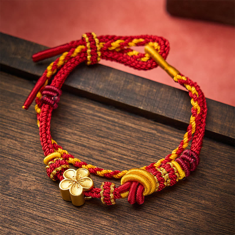 Buddha Stones Bracciale regolabile a doppio giro con nodo a corda intrecciata a fiori - image 1